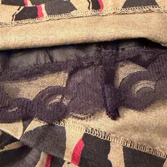 Trina Turk Abstract Print Belted Sheath Dress Size 2 Brown Tan Black Cap Sleeve - Picture 7 of 8